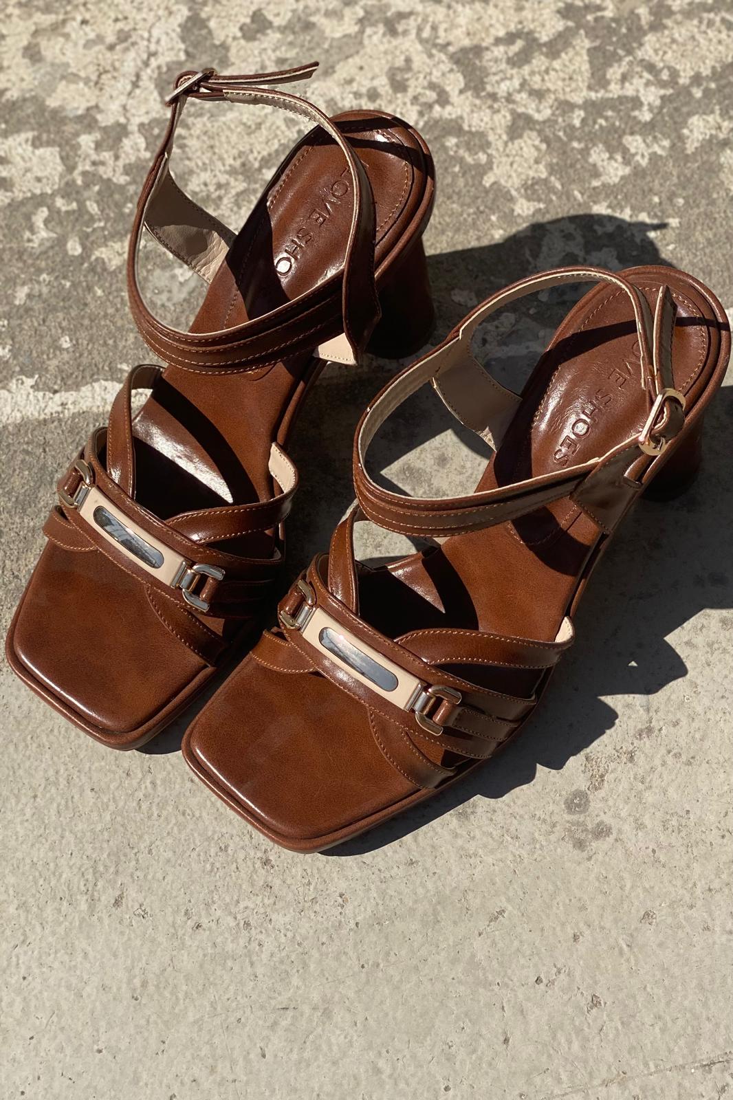 Selvira Mat Deri Taba Topuklu Ayakkabı - ILOVESHOES