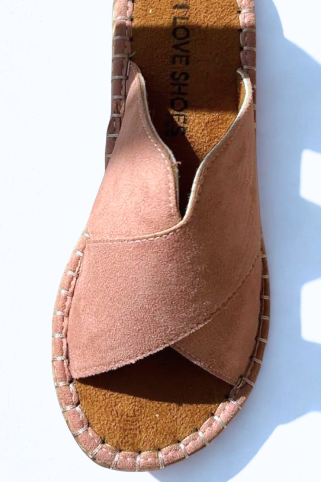 Orind Süet Çapraz Bant Detaylı Kadın Terlik Pudra - ILOVESHOES