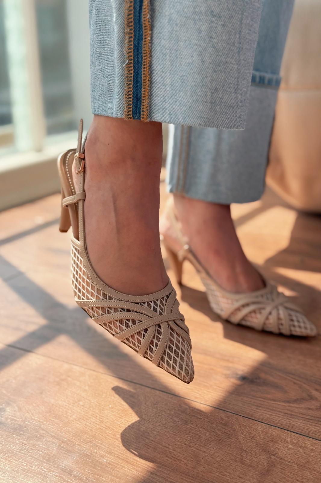 Celiona Mat Nude File Detaylı Stiletto - ILOVESHOES