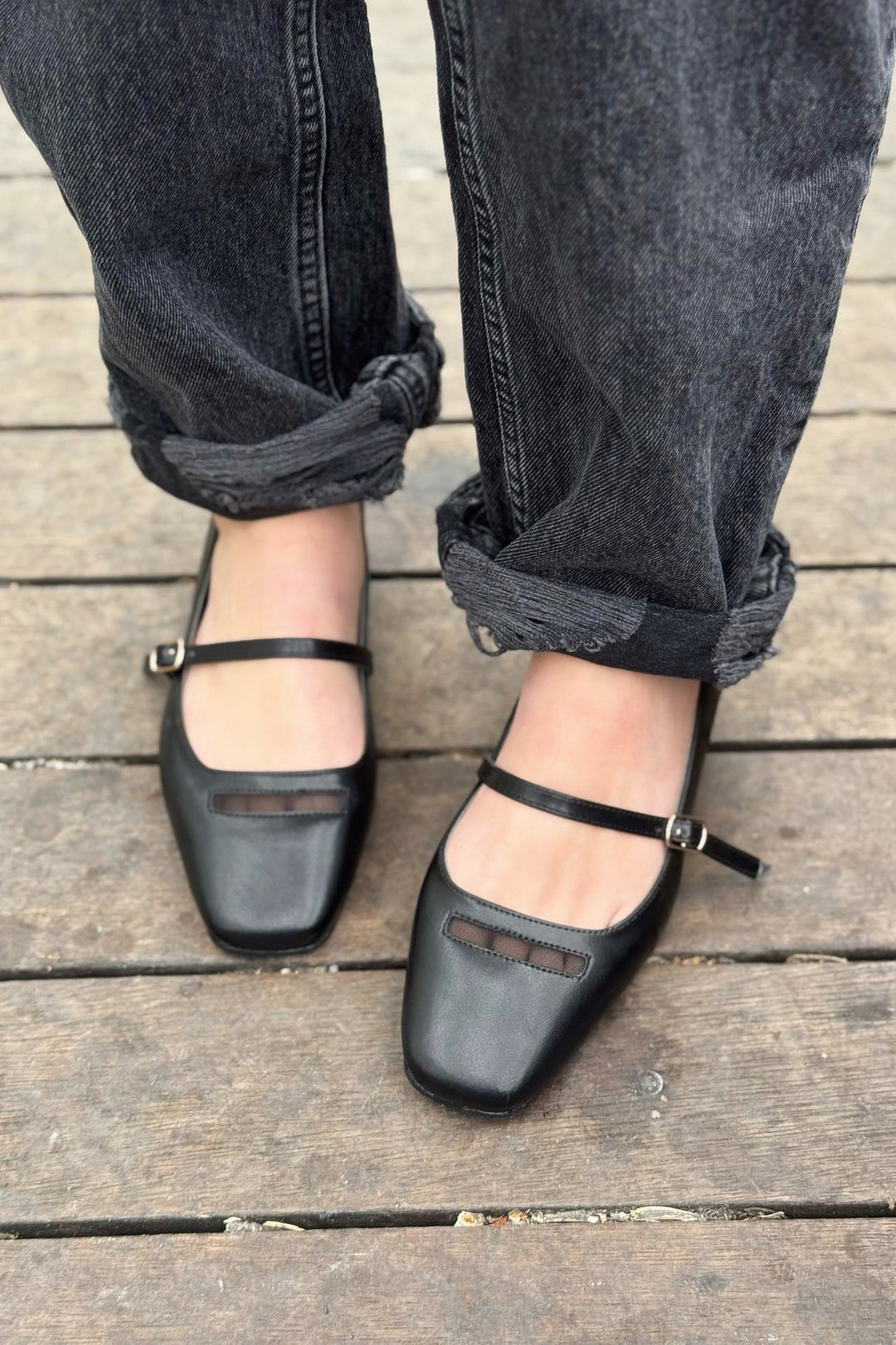 Lufora Mat Deri Toka Detaylı Siyah Kadın Babet - ILOVESHOES Türkiye