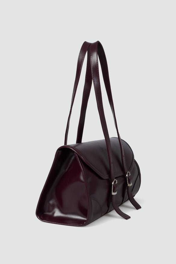Laretta Vintage Baget Çanta Bordo Mat Deri - ILOVESHOES