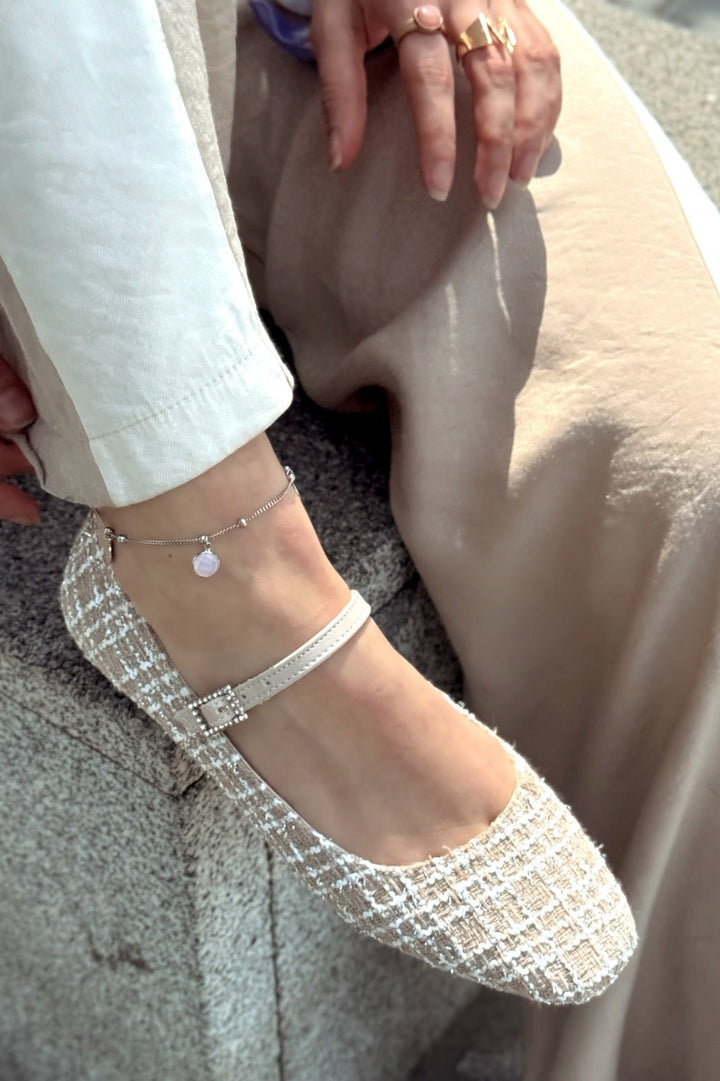 Edwons Tüvit Desenli Kadın Babet Bej - ILOVESHOES