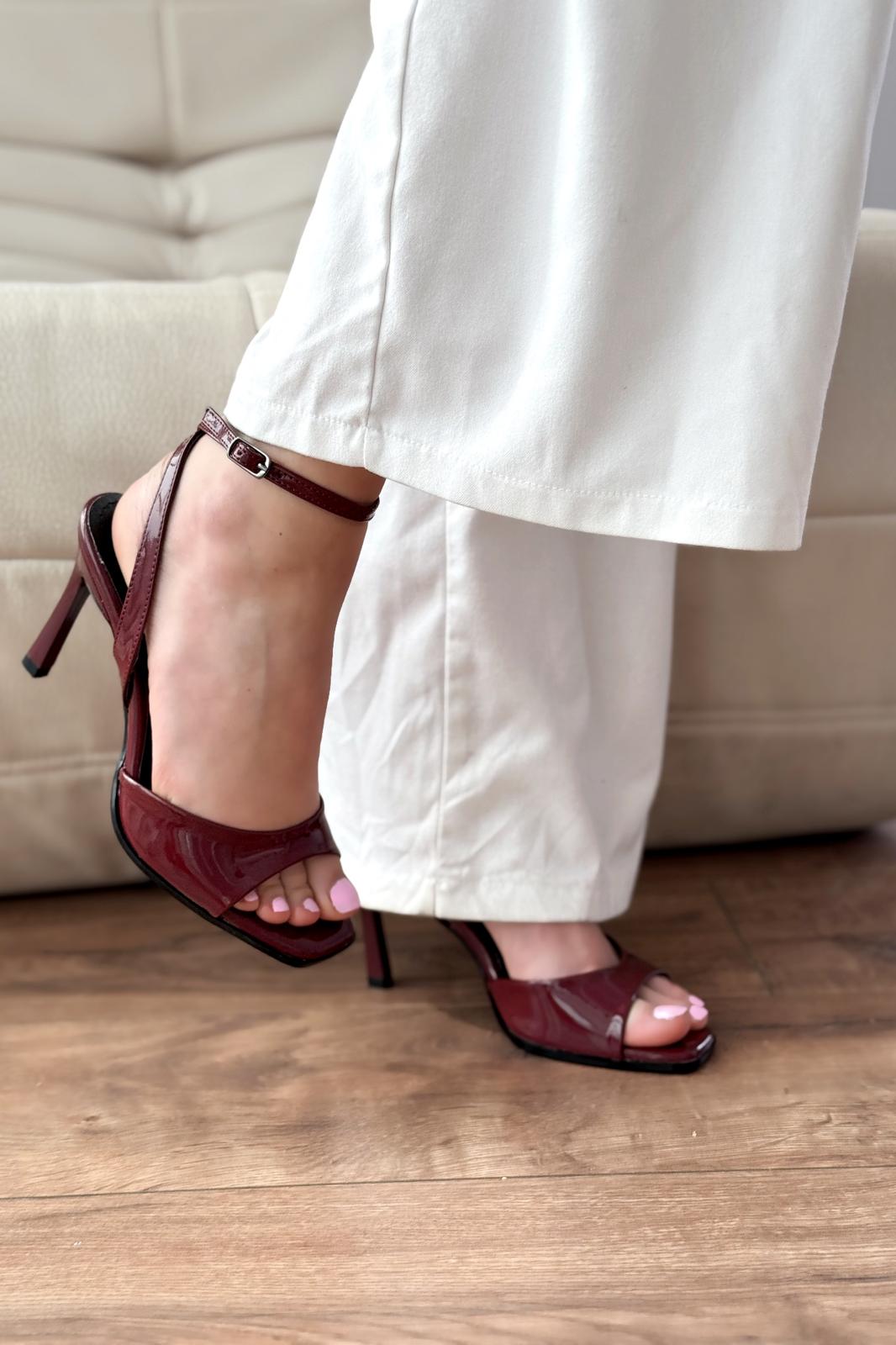 Elvona Rugan İnce Topuklu Kadın Ayakkabı Bordo - ILOVESHOES