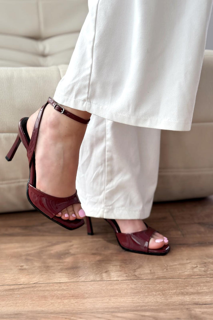 Elvona Rugan İnce Topuklu Kadın Ayakkabı Bordo - ILOVESHOES
