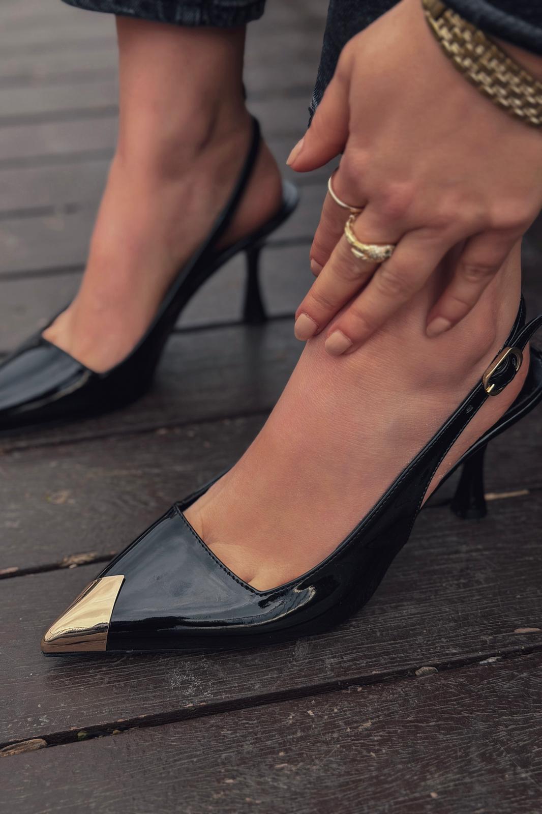 Caligo Stiletto Siyah Rugan - ILOVESHOES