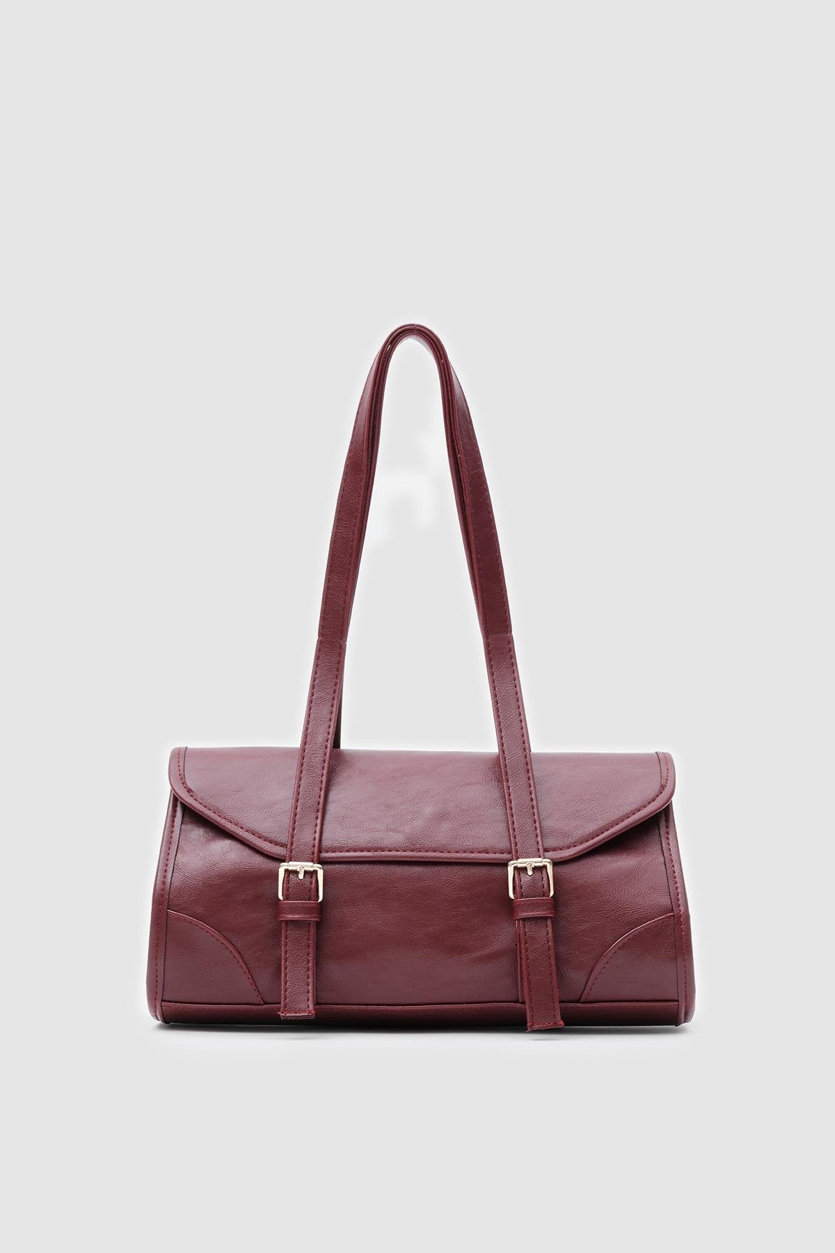 Laretta Vintage Baget Çanta Bordo Mat Deri