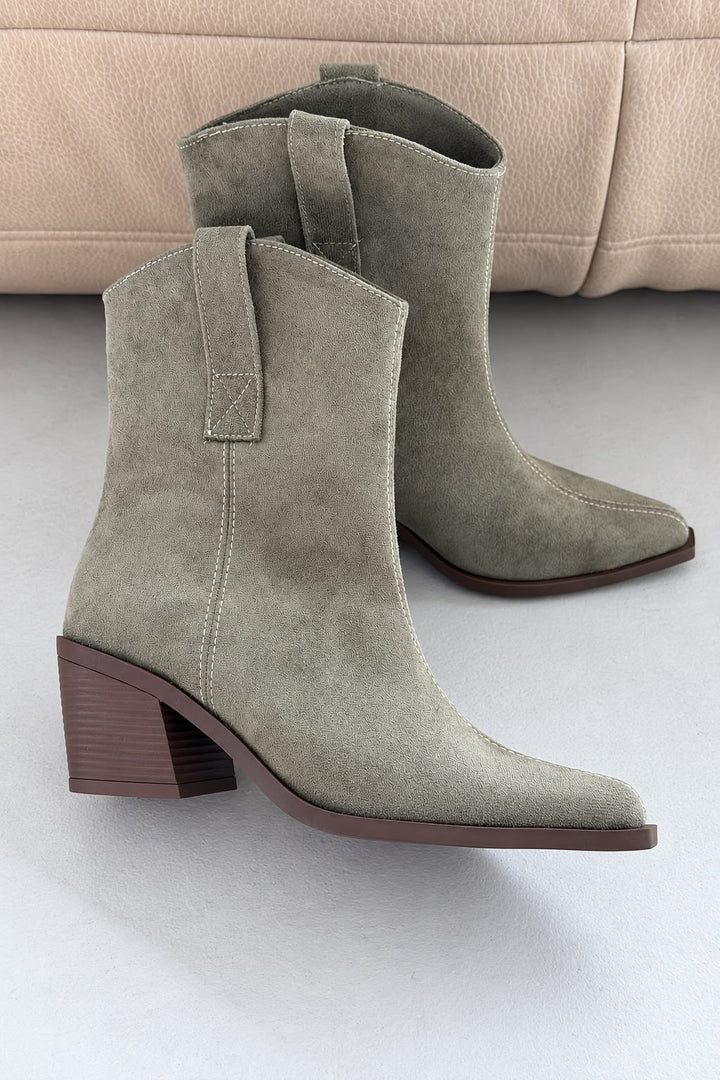 Rovan Haki Süet Kadın Kovboy Bot - ILOVESHOES