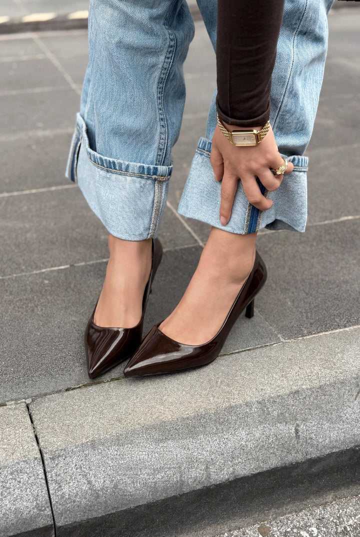 Delvion Acıkahve Rugan Kadın Stiletto - ILOVESHOES