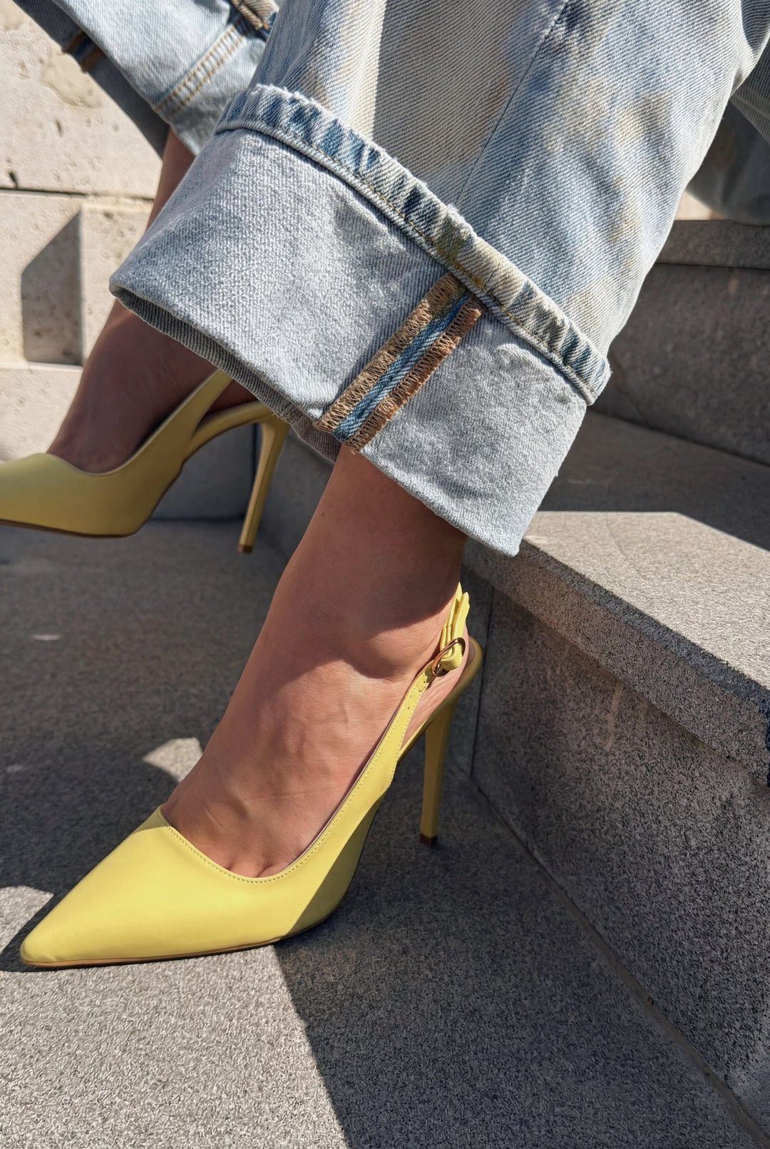 Lure Sarı Mat Deri Kadın Stiletto