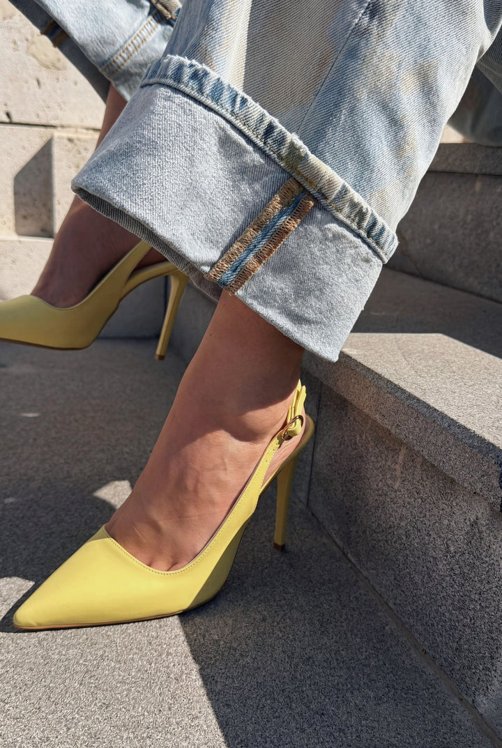 Lure Sarı Mat Deri Kadın Stiletto
