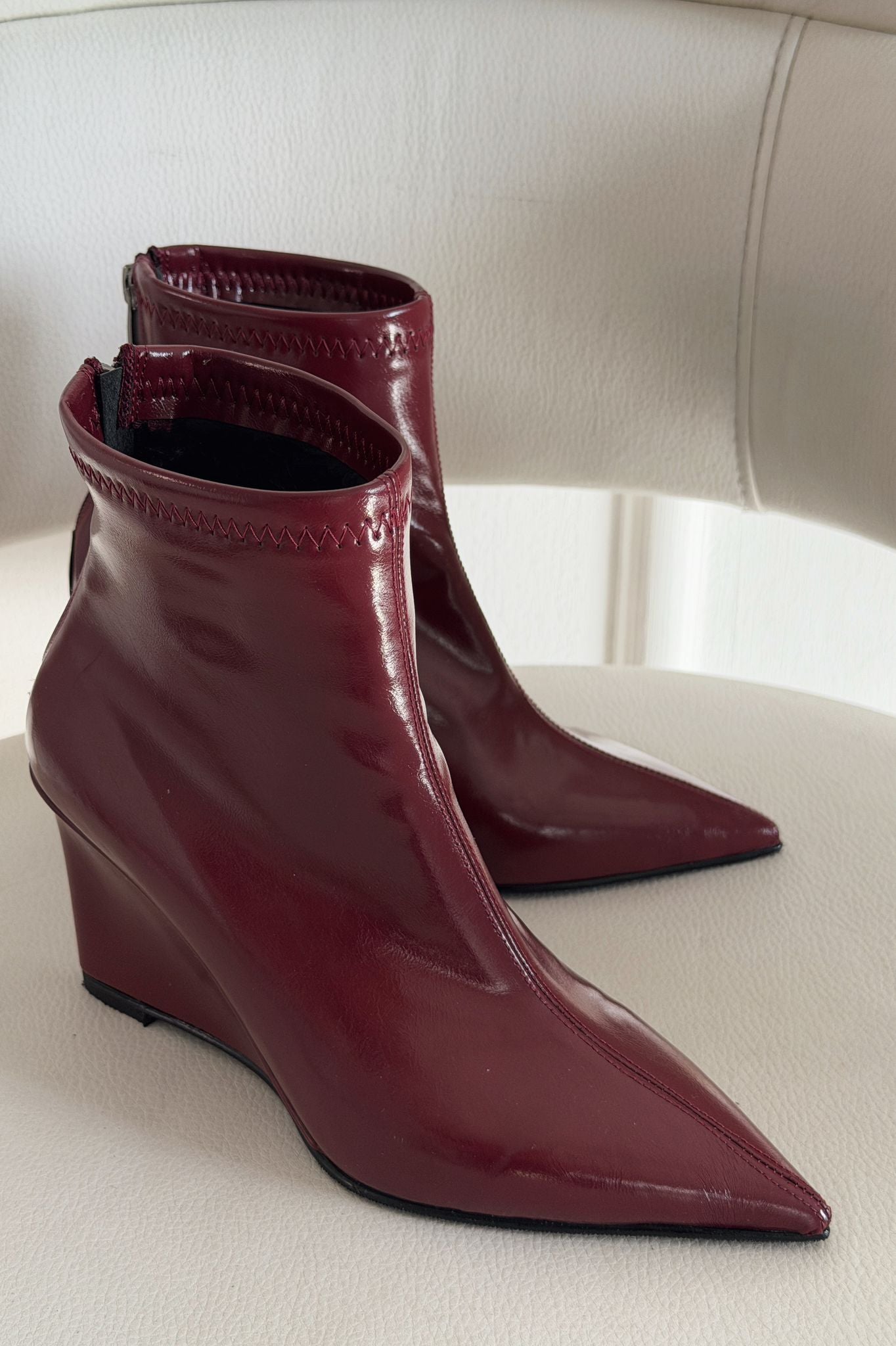 Valoti Kadın Dolgu Topuklu Bot Bordo Mat Deri