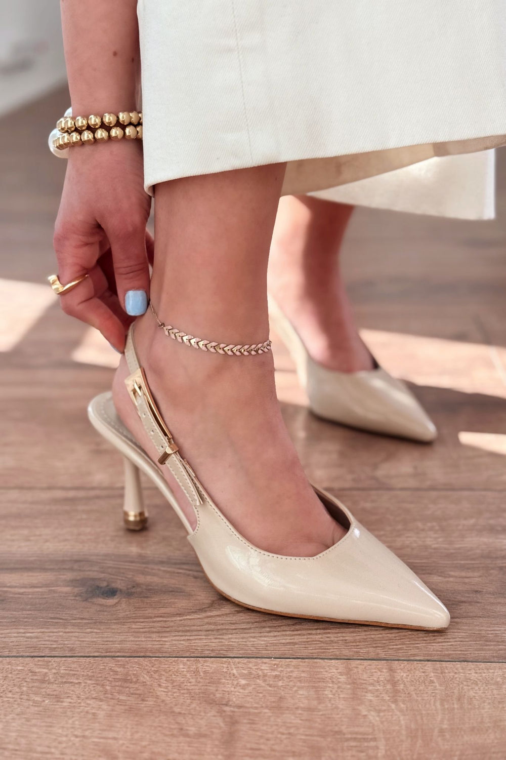 Denora Rugan Bej İnce Topuklu Kadın Ayakkabı - ILOVESHOES Türkiye