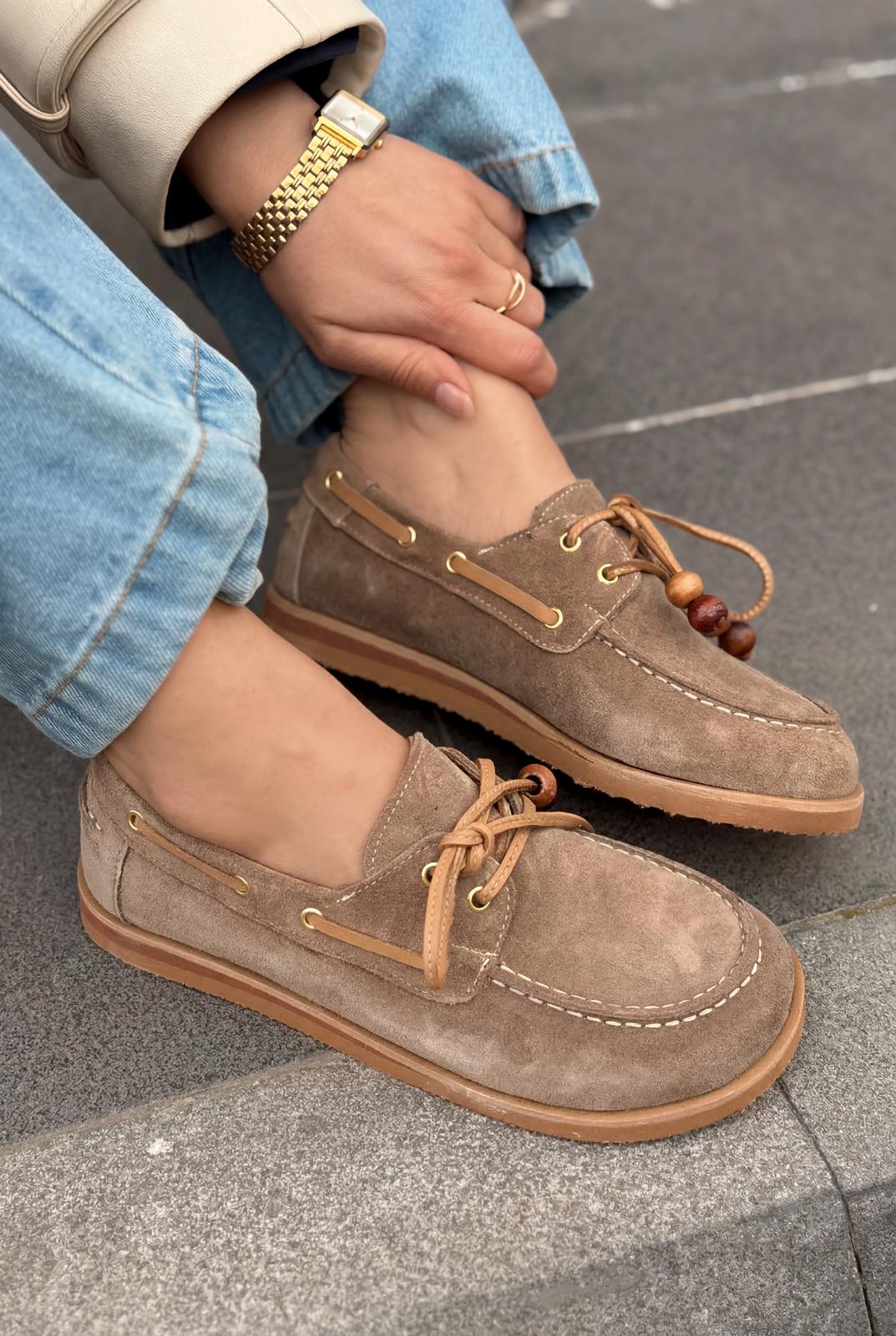 Armon Hakiki Süet Kadın Vizon - ILOVESHOES