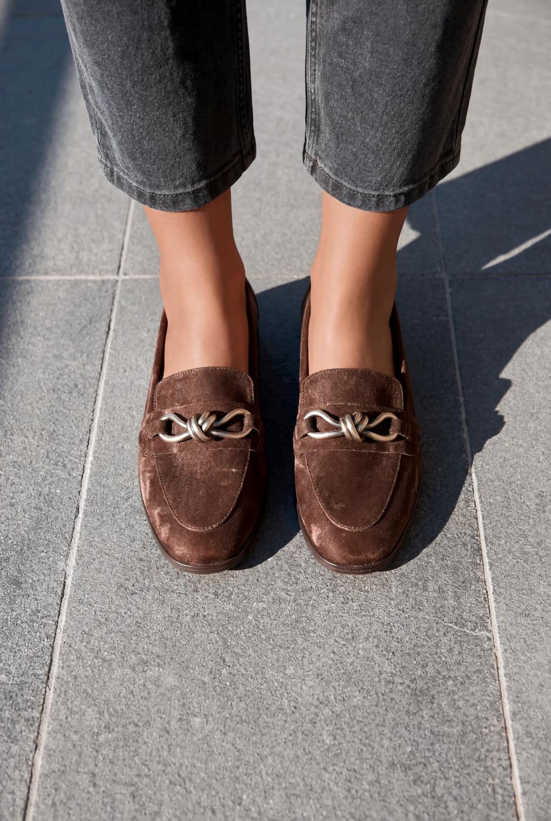 Kastora Kadın Loafer Acıkahve Saten - ILOVESHOES
