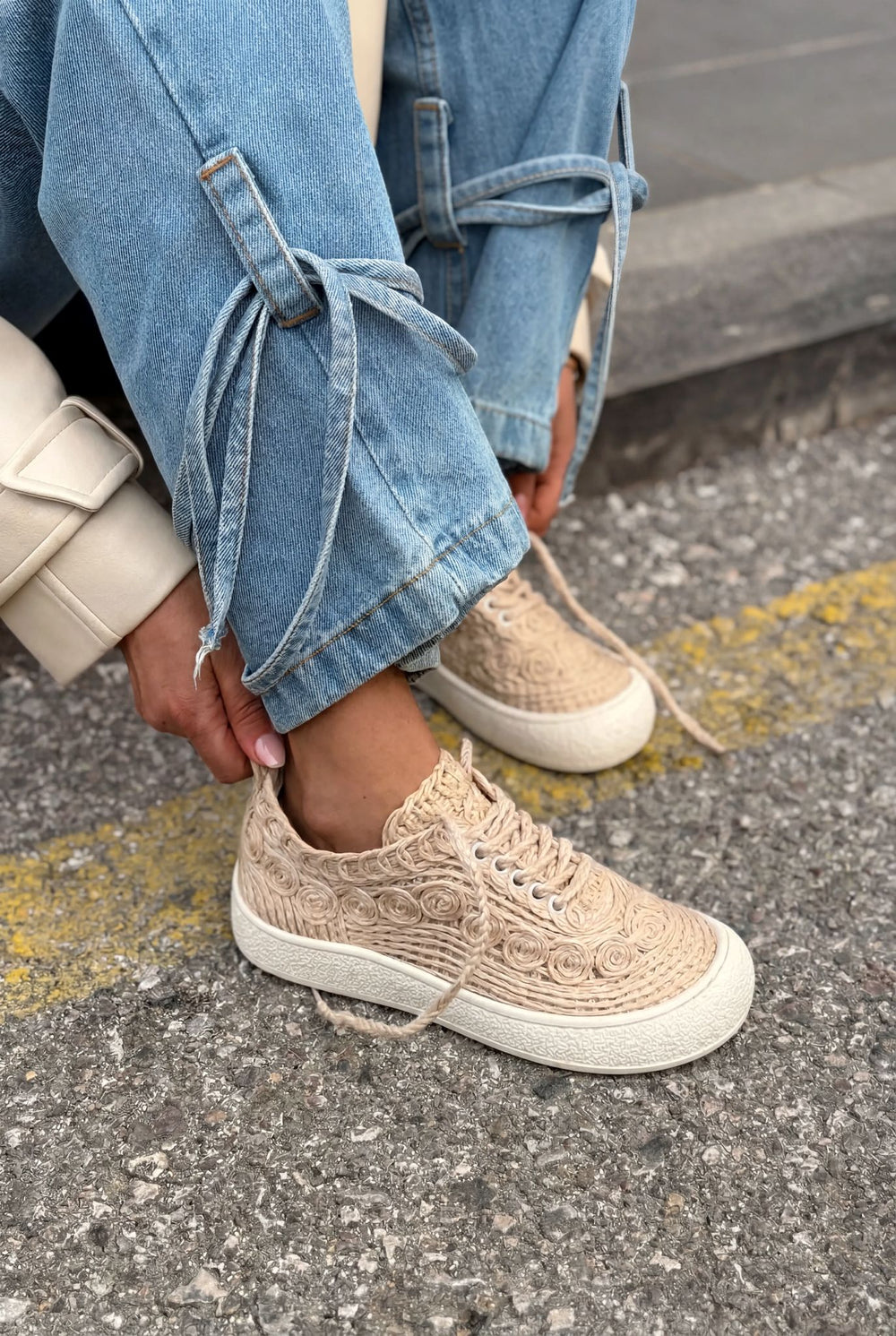 Sarrin Kadın Spar Ayakkabı Bej Örgü - ILOVESHOES