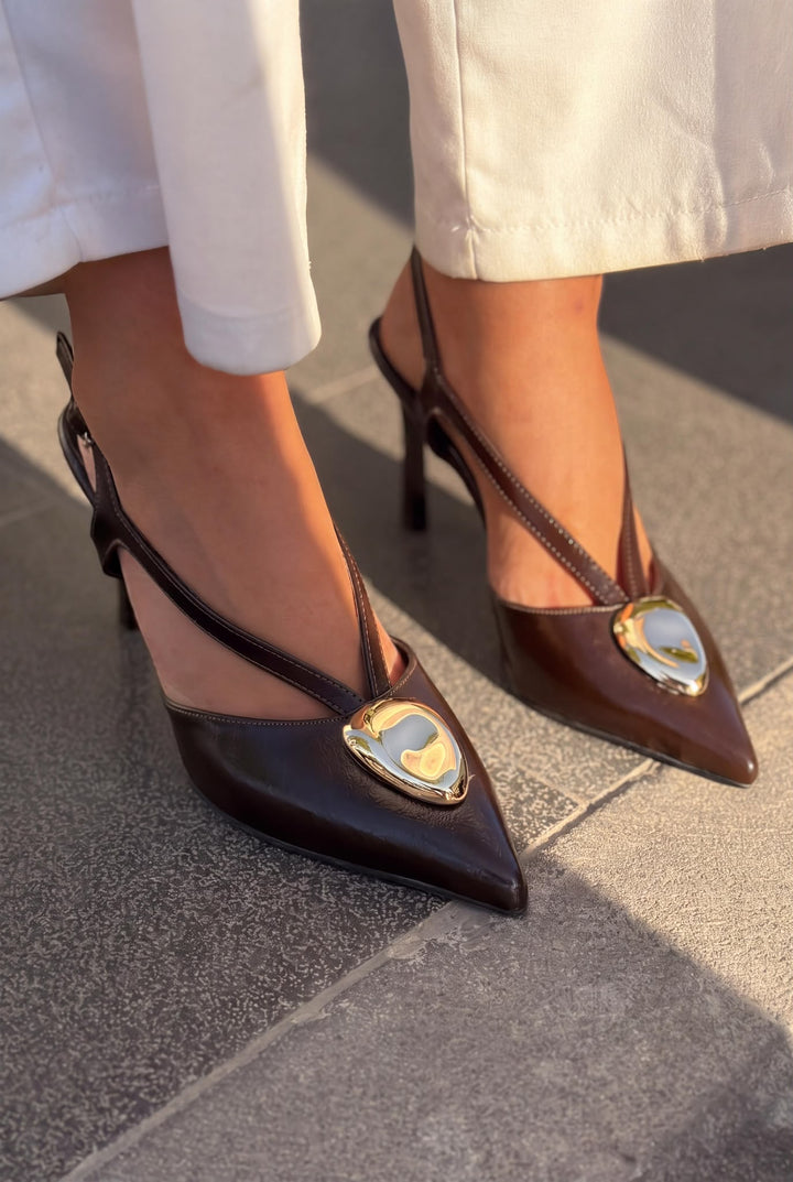 Luvieva Acı Kahve Rugan Kadın Stiletto
