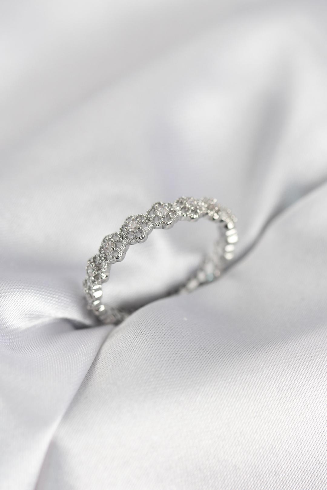 ILS - 1084 Kadın Yüzük Gümüş Pirinç Zirkon Taşlı - ILOVESHOES