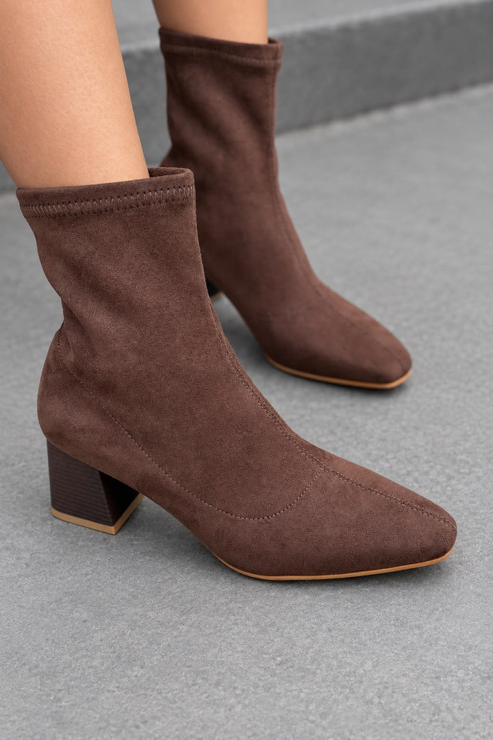 Delsia Acı Kahve Süet Kadın Streç Bot - ILOVESHOES