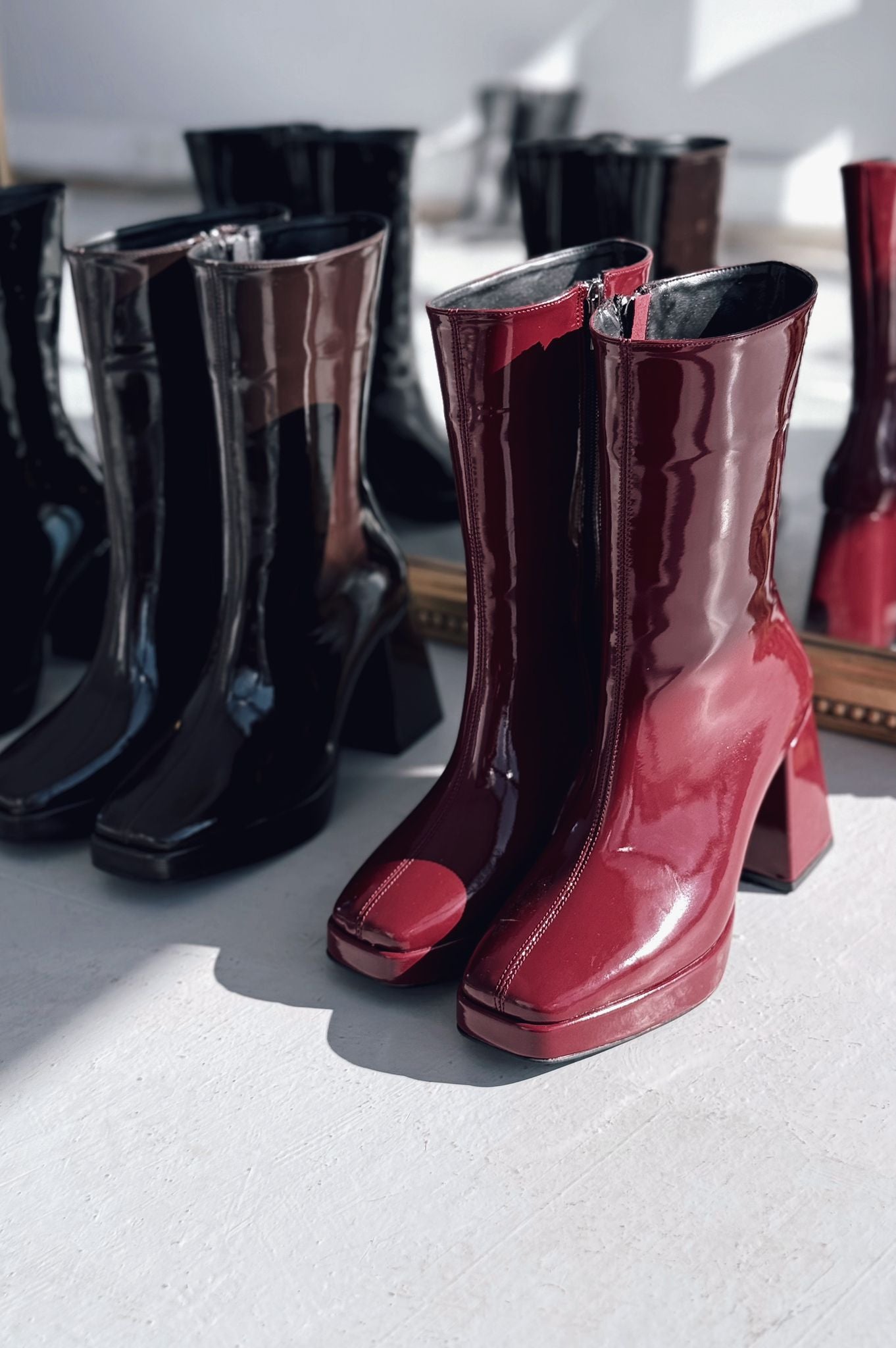 Polinca Rugan Platform Topuklu Bordo Kadın Bot - ILOVESHOES
