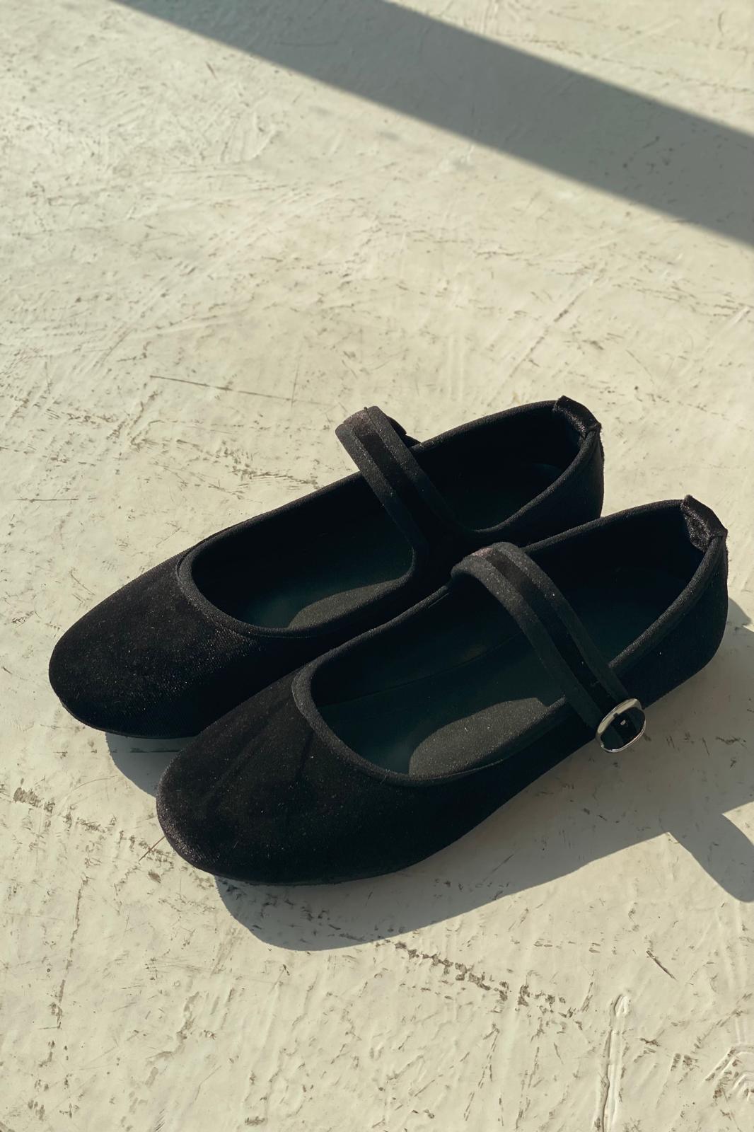 Vosinta Kadife Mary Jane Babet Siyah - ILOVESHOES