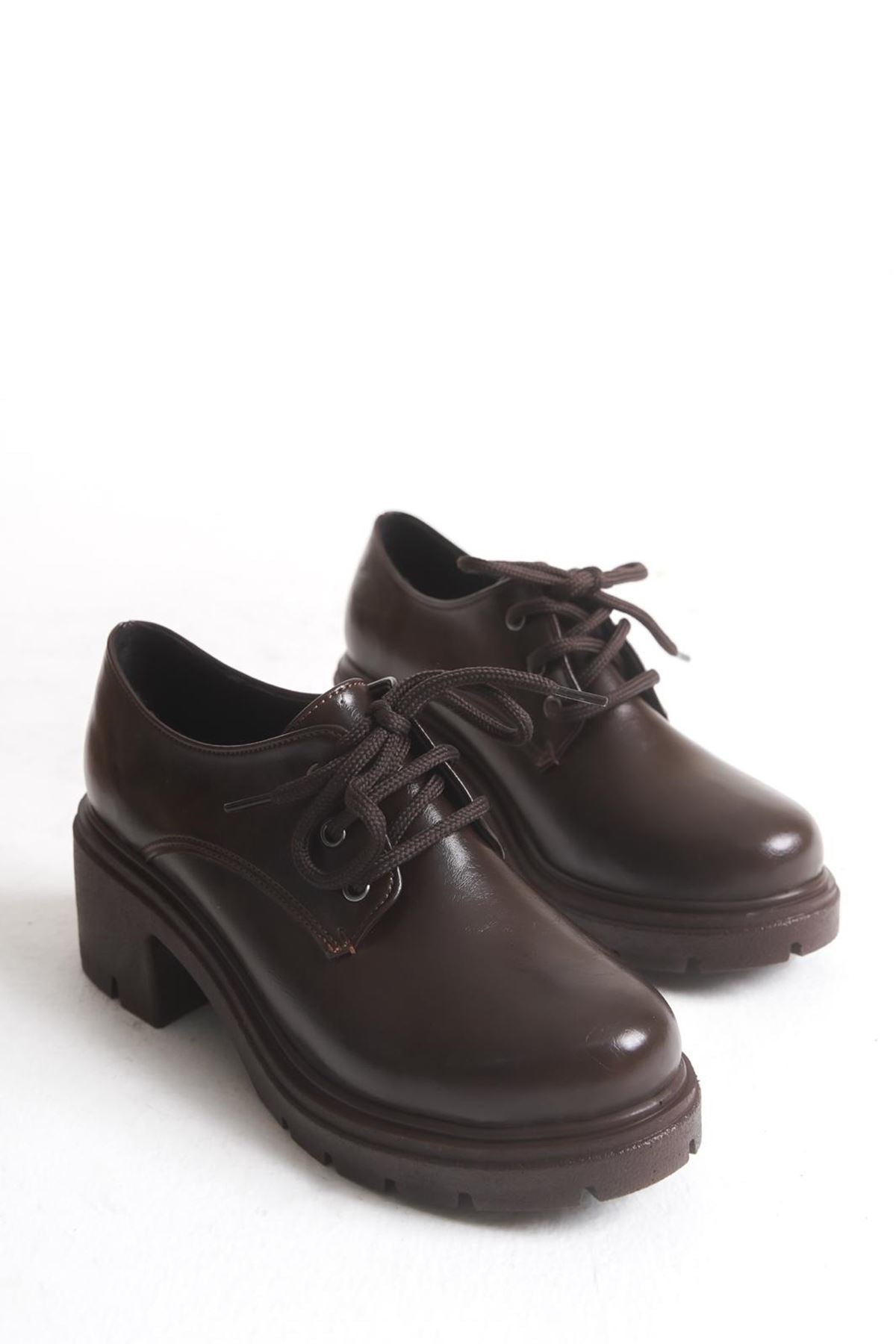 Dova Kadın Oxford Ayakkabı Acıkahve Rugan - ILOVESHOES