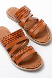 Viore Hakiki Deri Taba Düz Kadın Terlik - ILOVESHOES