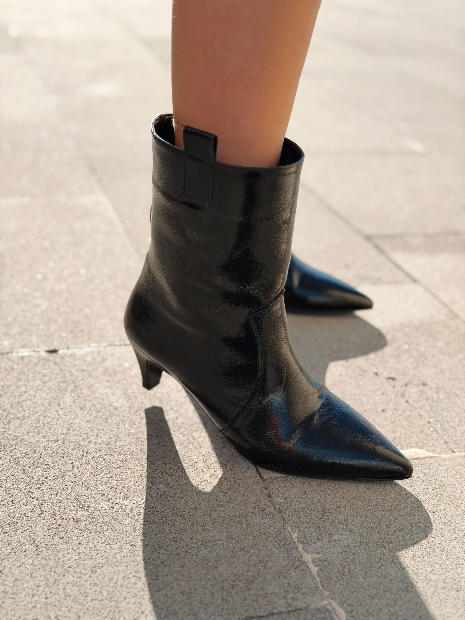 Lavino Kadın Topuklu Bot Siyah Kırışık Rugan - ILOVESHOES