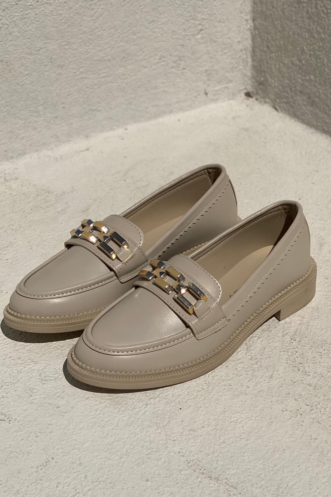 Yovric Mat Deri Bej Kadın Loafer - ILOVESHOES