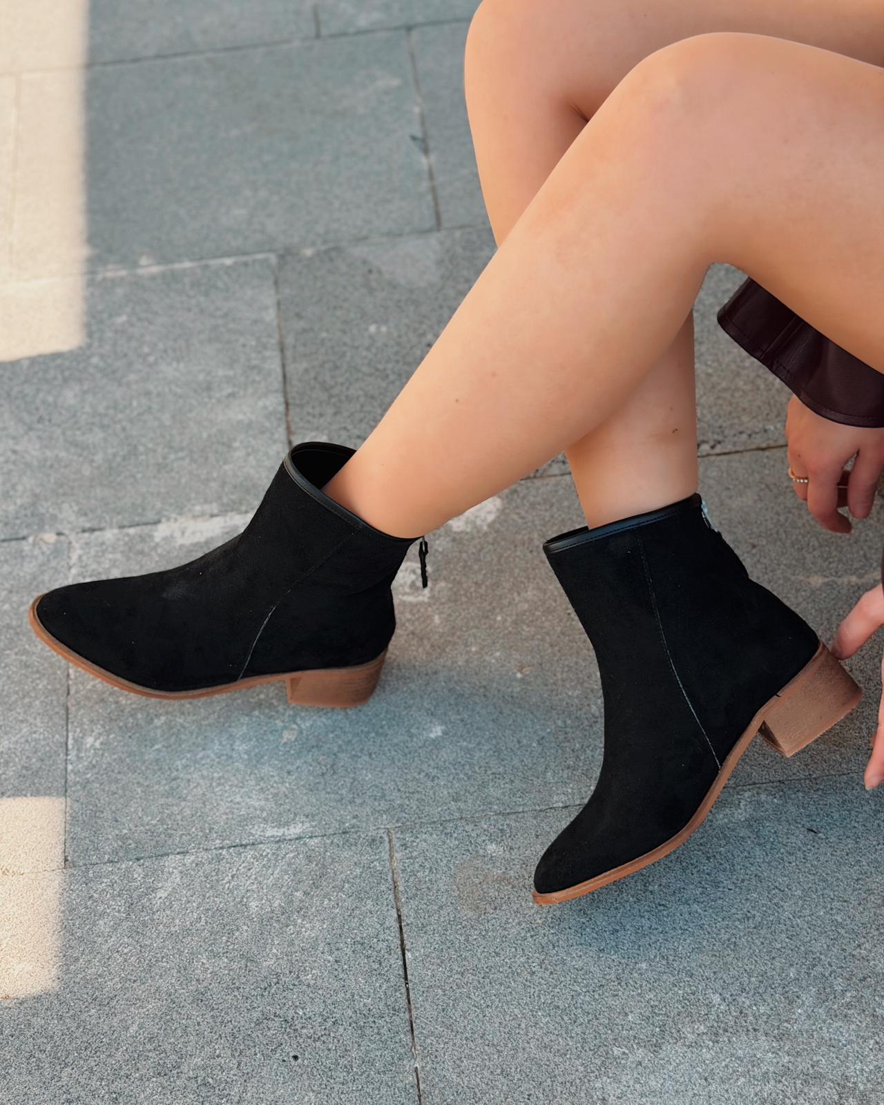 Olvara Kadın Topuklu Bot Siyah Süet - ILOVESHOES
