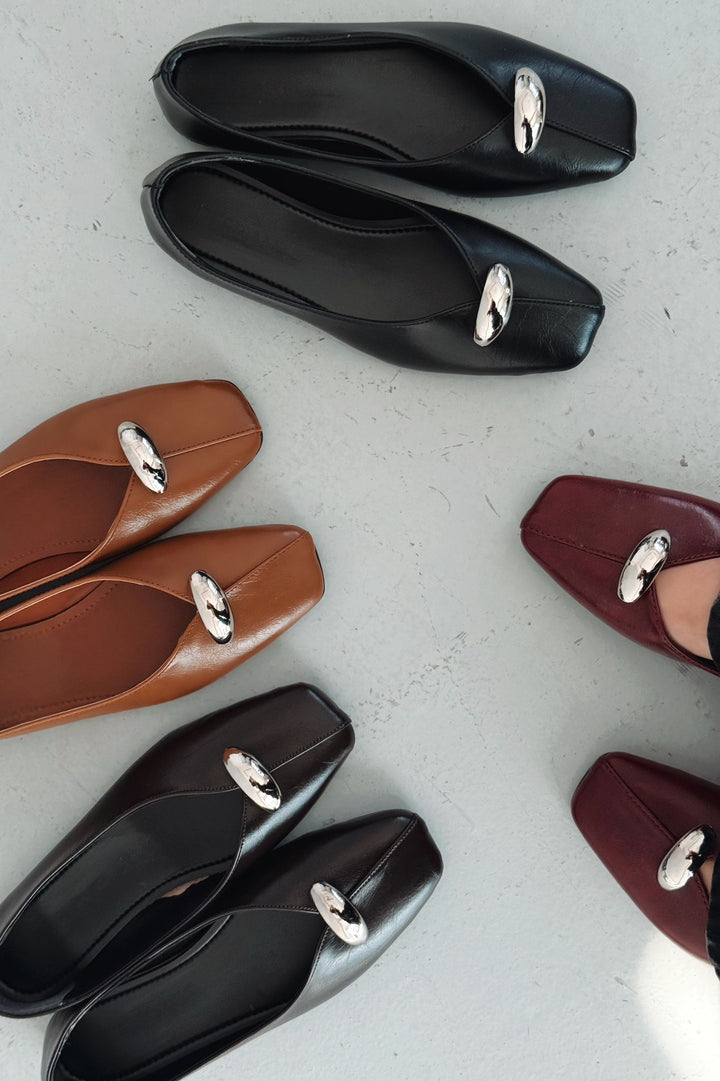 Tormel Kadın Babet Siyah Mat Deri - ILOVESHOES