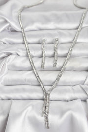 ILS - 1079 Kadın Kolye - Küpe Set Gümüş Pirinç Zirkon Taşlı - ILOVESHOES