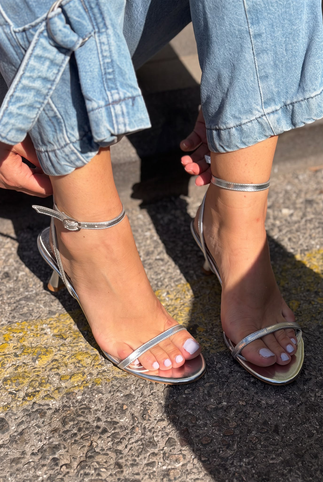 Colva Gümüş Mat Deri Kadın Topuklu Ayakkabı - ILOVESHOES