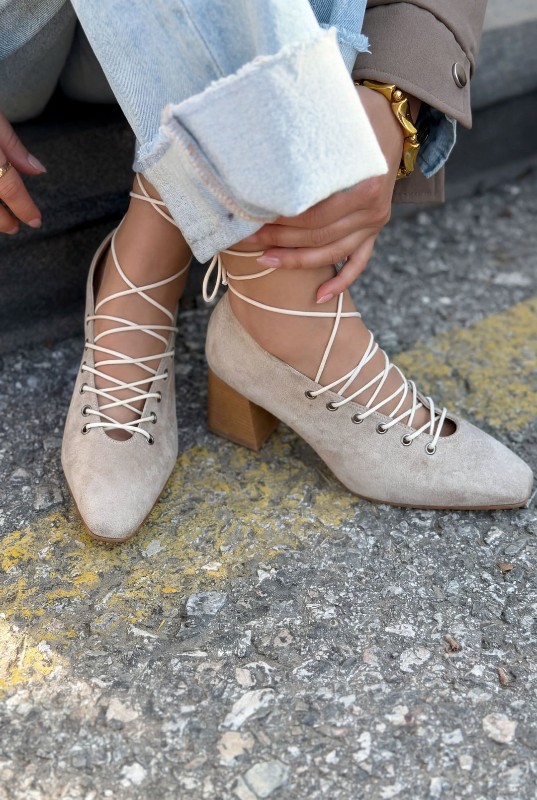 Temora Topuklu Ayakkabı Bej Süet - ILOVESHOES