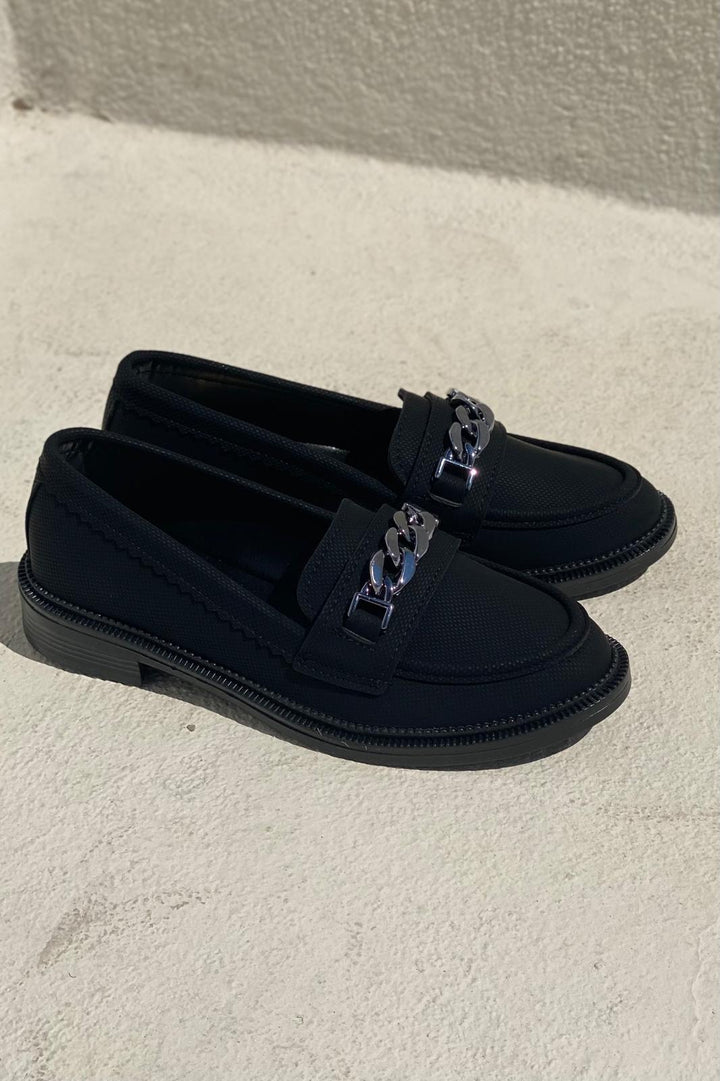 Entra Nubuk Siyah Kadın Loafer - ILOVESHOES