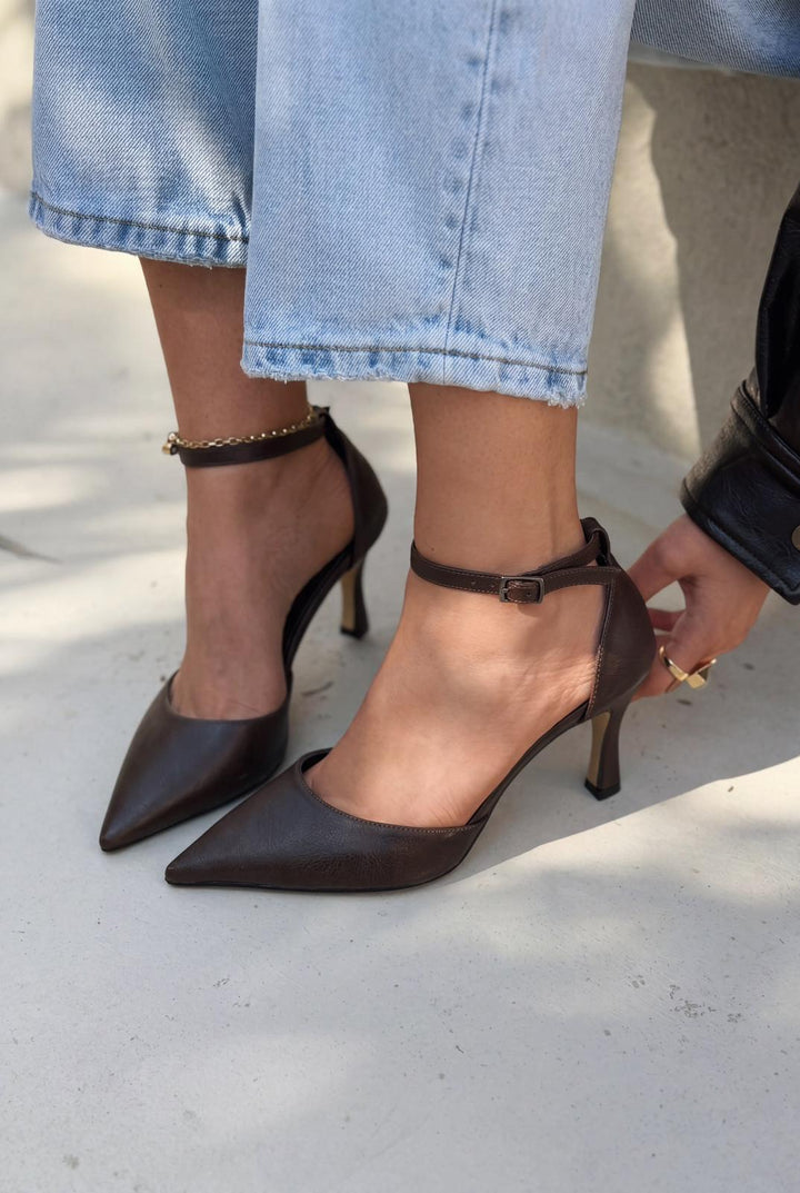 Selaris Stiletto Acıkahve Mat Deri - ILOVESHOES