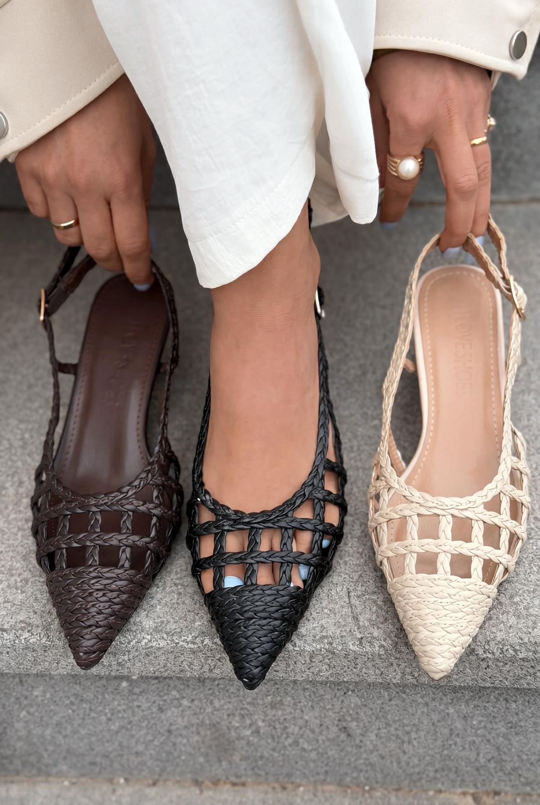 Zelya Siyah Mat Deri Kadın Topuklu Ayakkabı - ILOVESHOES