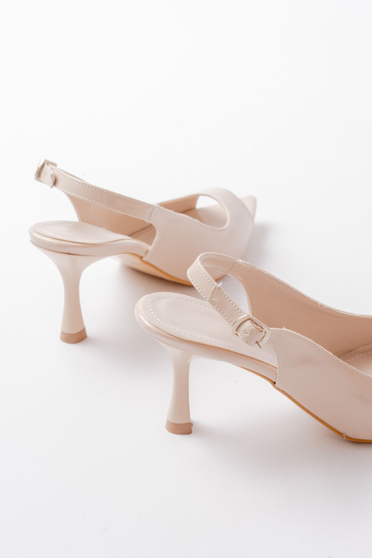 Remya Rugan Bej Topuklu Ayakkabı - ILOVESHOES