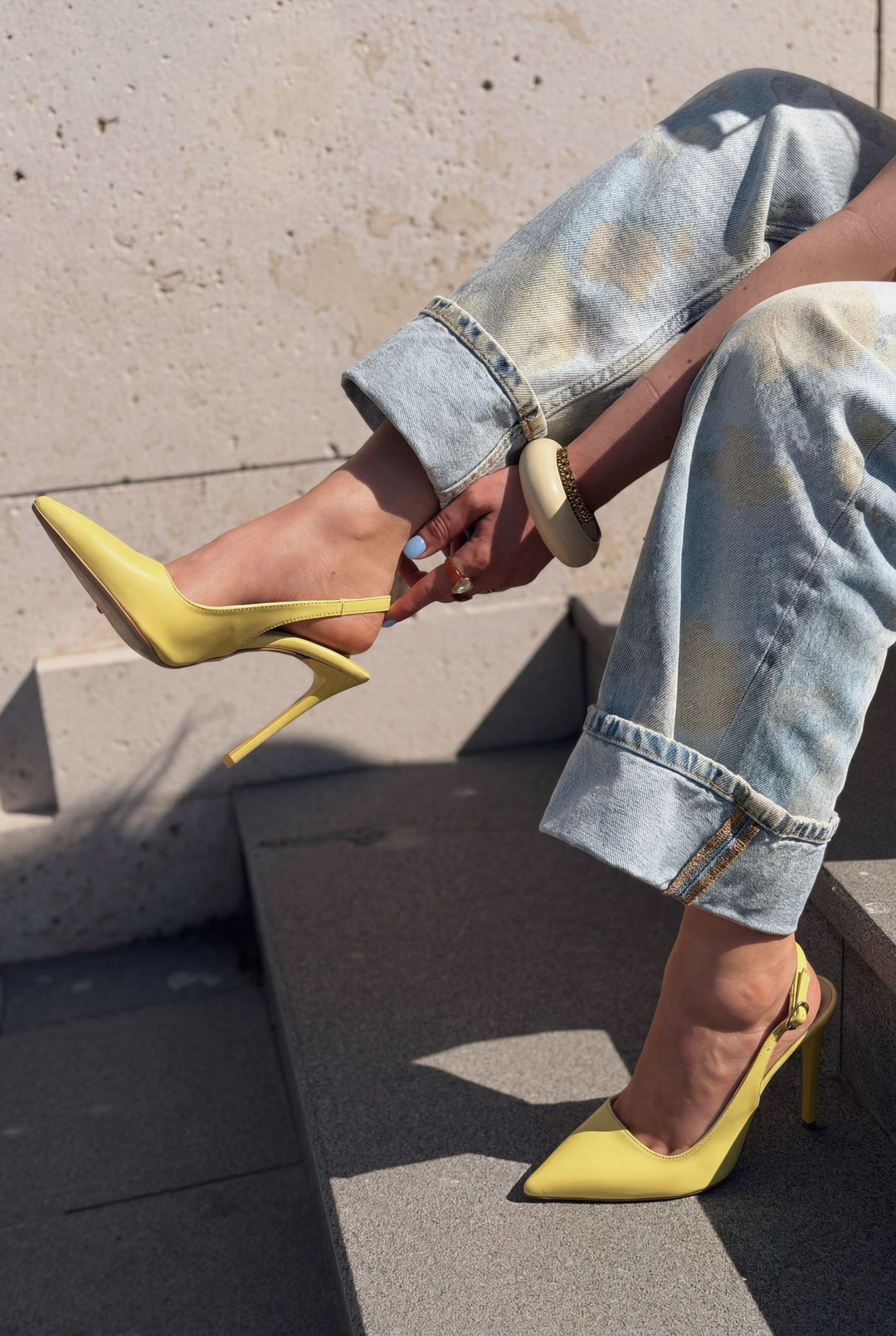 Lure Sarı Mat Deri Kadın Stiletto