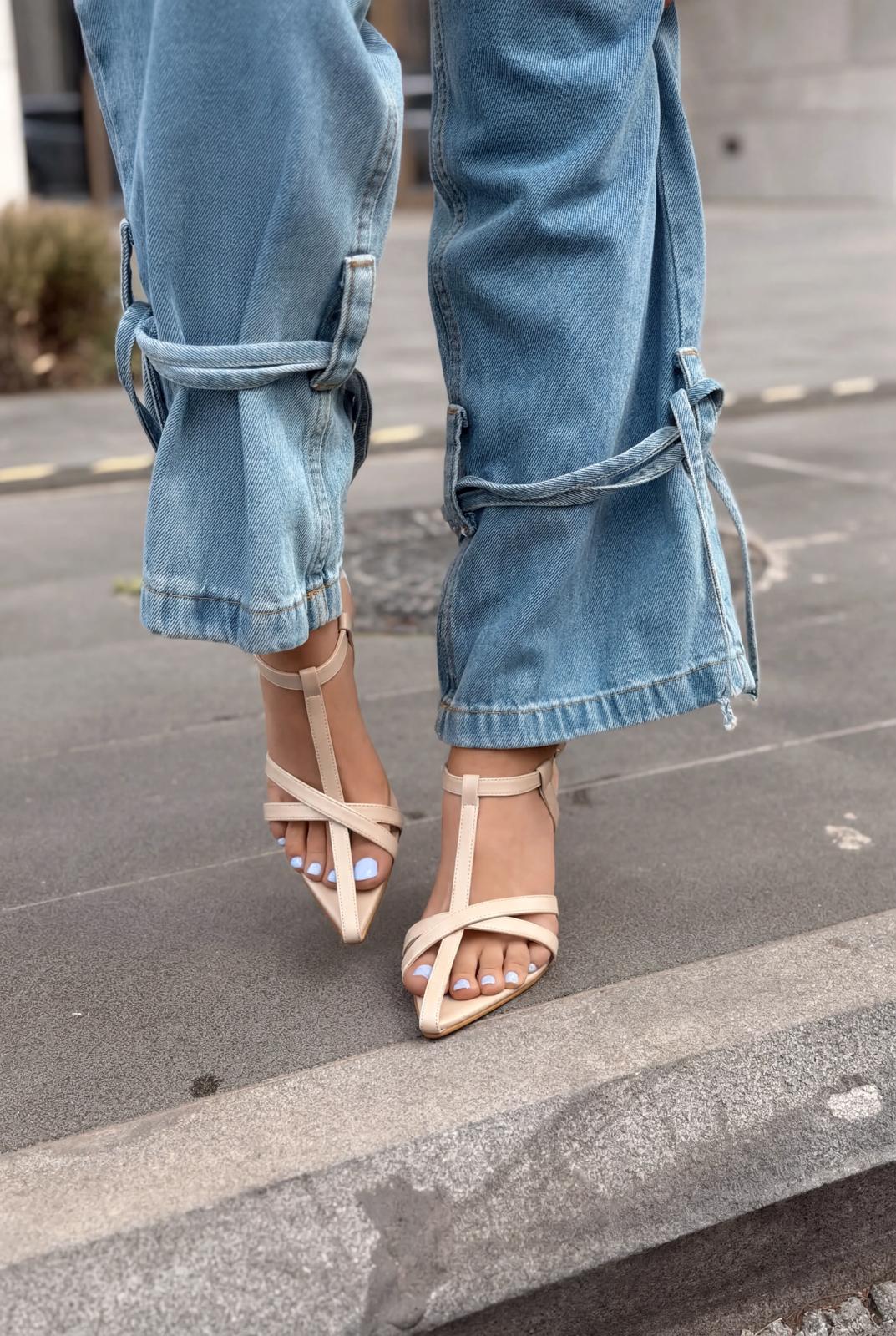 Morlen Nude Patent Leather Heeled Sandals