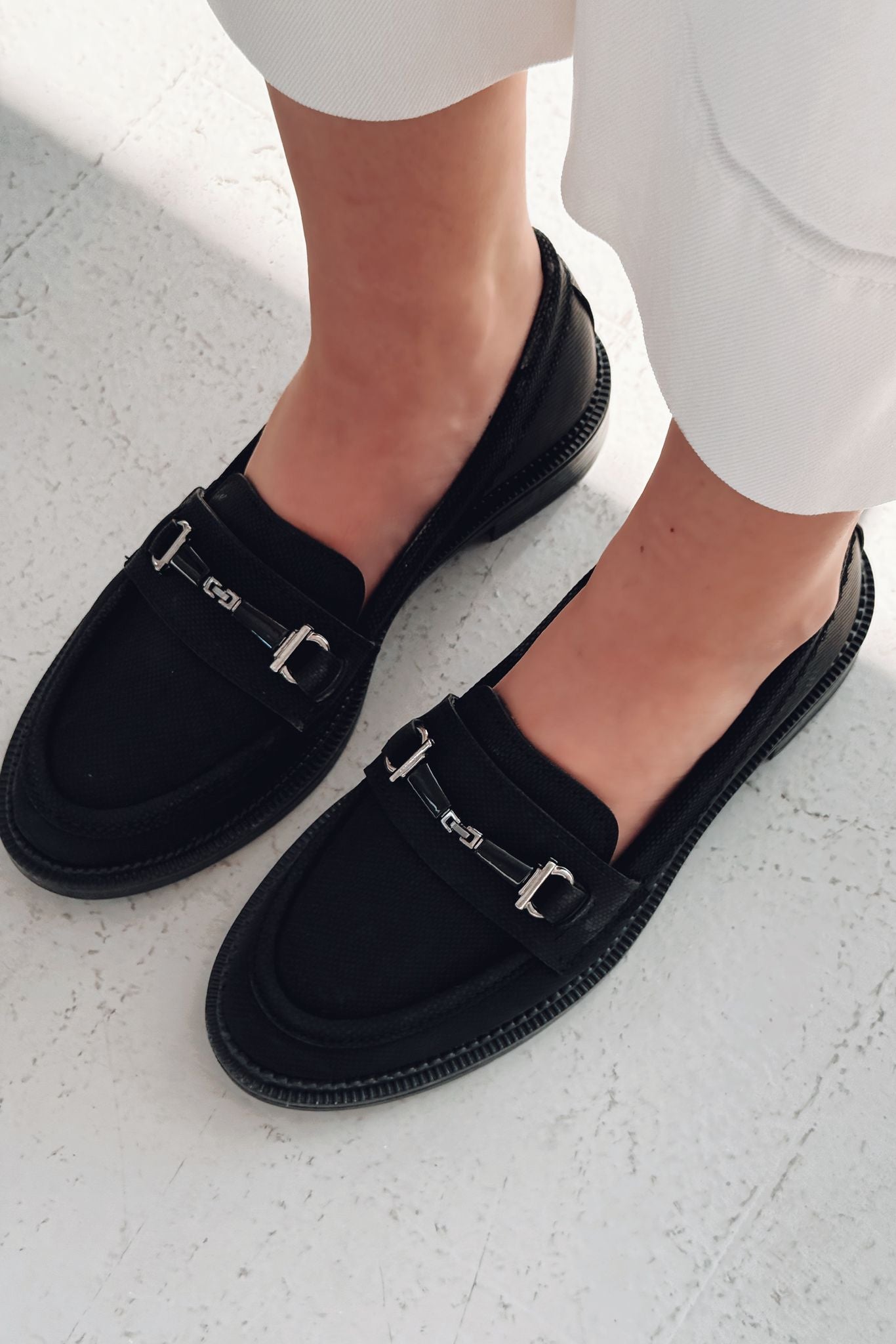 Torja Nubuk Siyah Kadın Loafer - ILOVESHOES