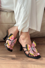 Haxsed Topuklu Kadın Terlik Mat Siyah - ILOVESHOES