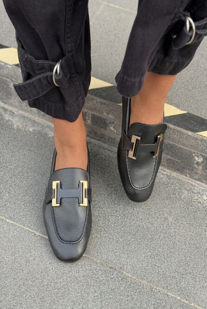 Elara Kadın Loafer Siyah Mat Deri - ILOVESHOES