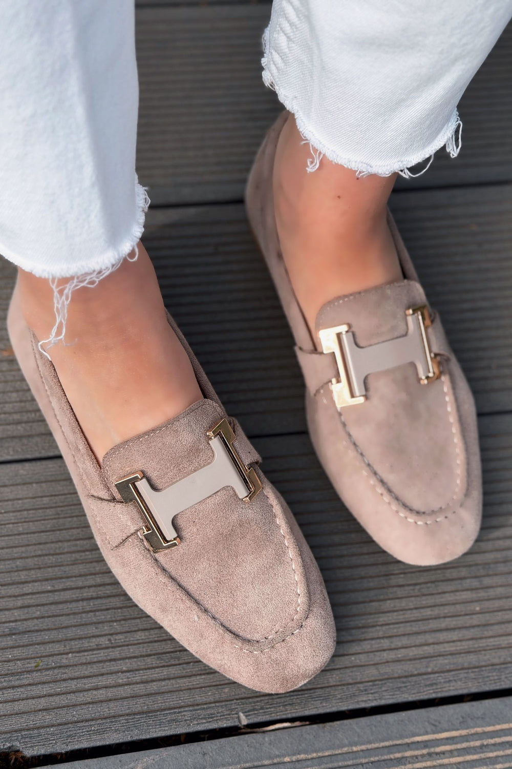 Elara Kadın Loafer Vizon Süet - ILOVESHOES