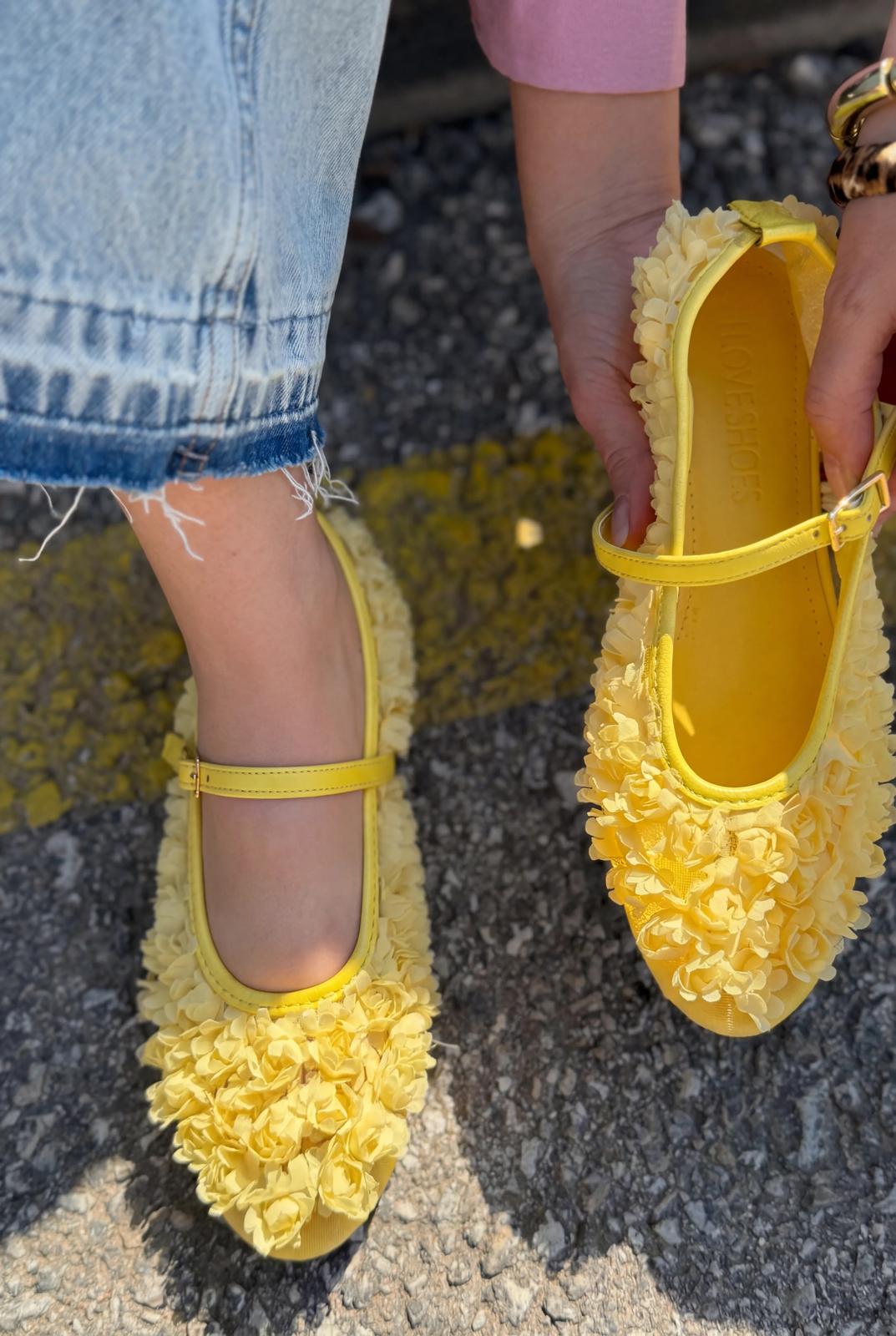 Neror Sarı Tül Kadın Babet - ILOVESHOES