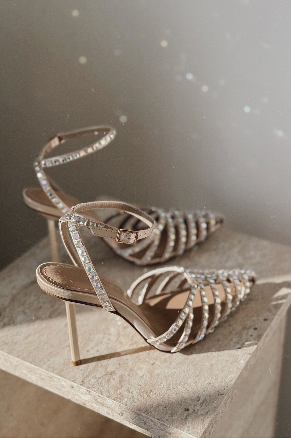 Penoria Mat Bej Bant Detaylı Stiletto - ILOVESHOES