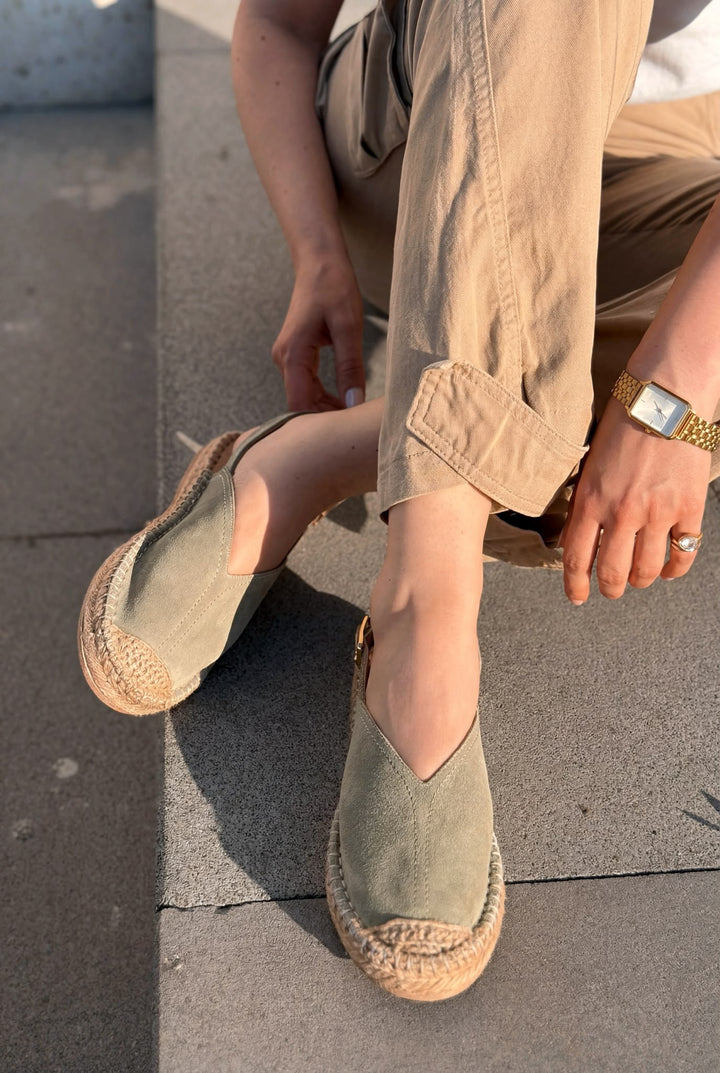 Orveth Yeşil Hakiki Süet Kadın Espadril - ILOVESHOES