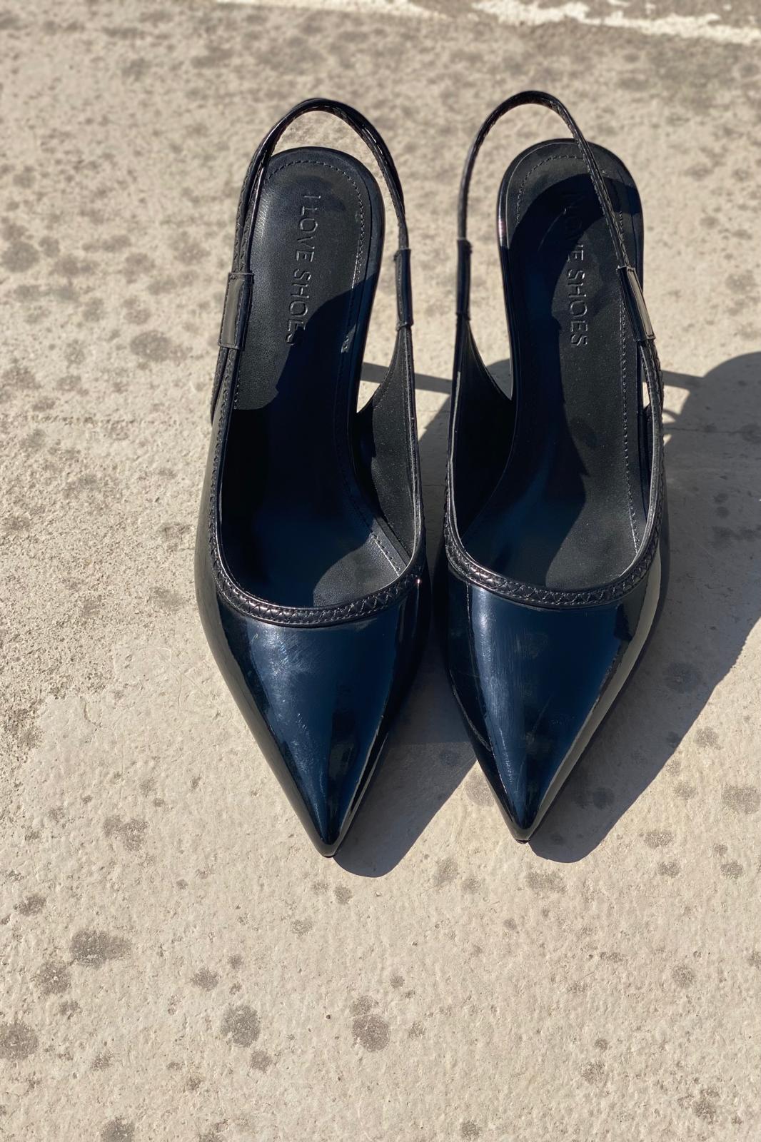 Veniro Rugan Siyah Stiletto - ILOVESHOES