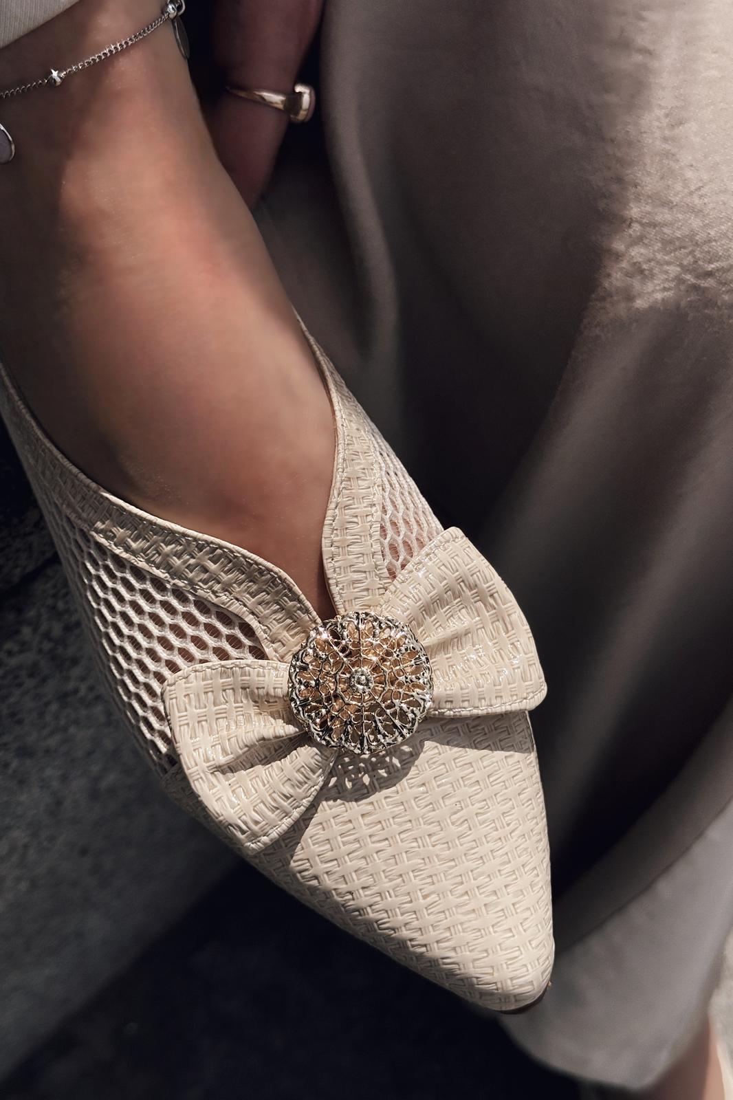 Zuneya Kurdele Detaylı kadın File Babet Bej - ILOVESHOES