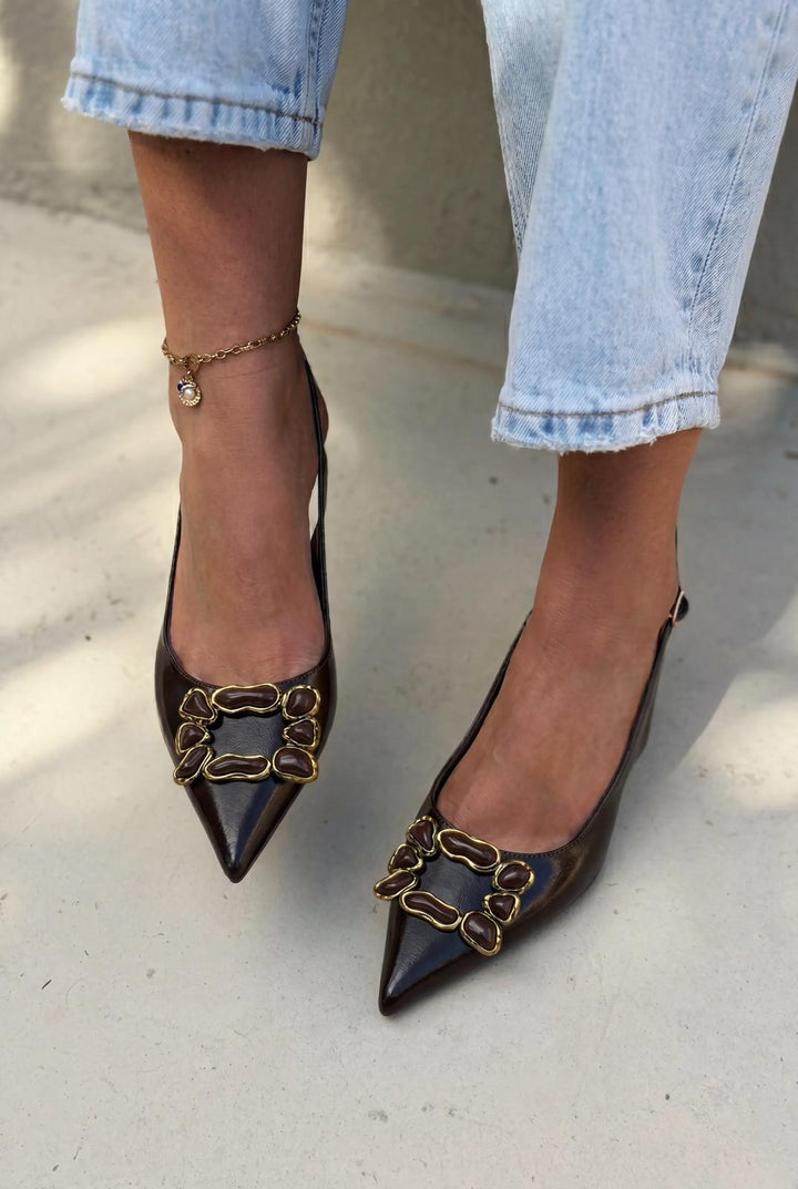 Nertia Stiletto Acıkahve Mat Deri - ILOVESHOES