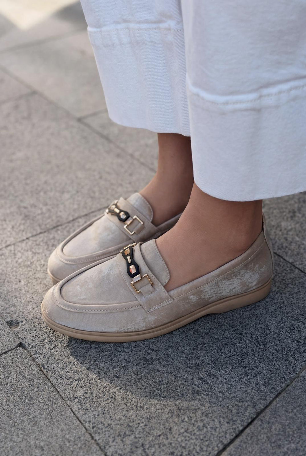 Torel Kadın Loafer Bej Saten - ILOVESHOES
